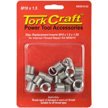 Image of a Tork Craft Thread Repair Kit M10 X 1.5 X 1.5d Replacement Inserts For Nr5010