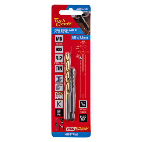 Image of a Tork Craft Tap HSS 5x0.8 & Drill 4.2mm 2pc Set
