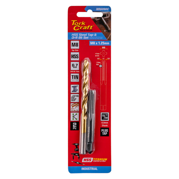 Image of a Tork Craft Tap HSS 8x1.25 & Drill 6.7mm 2pc Set