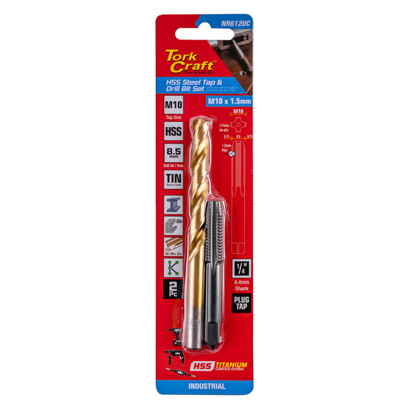Image of a Tork Craft Tap HSS 10x1.5 & Drill 8.5mm 2pc Set