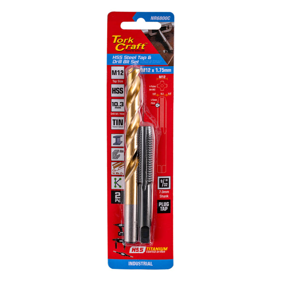 Image of a Tork Craft Tap HSS 12x1.75 & Drill 10.3mm 2pc Set