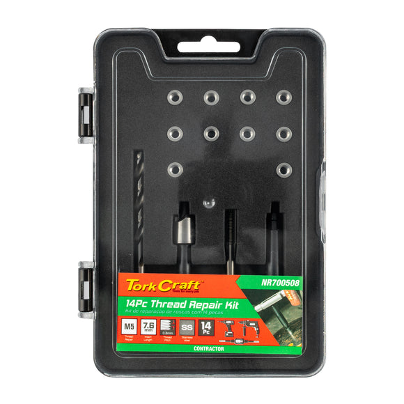 Image of a Tork Craft Thread Repair Kit 14pc M5 X 0.8 X 7.6mm Flange Insert