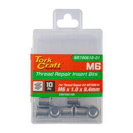Image of a Tork Craft Replacement Insert 10pc M6 X 1.0 X 9.4mm Stainless Steel For Nr700610