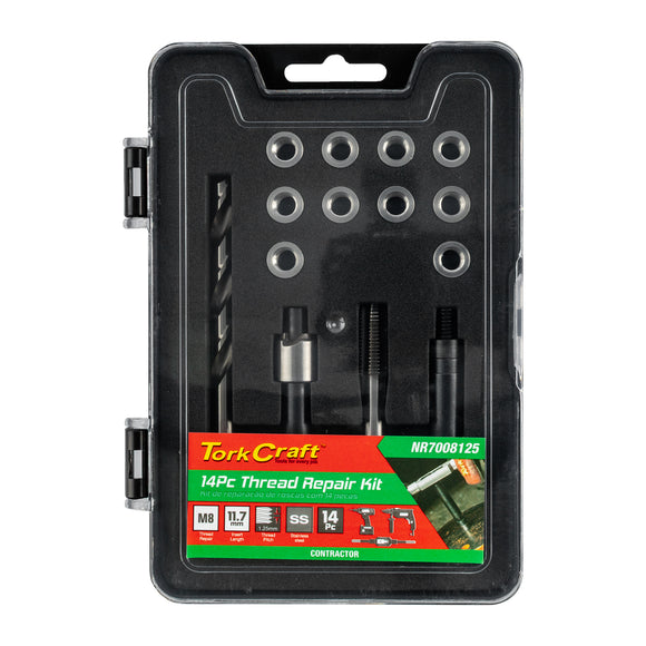 Image of a Tork Craft Thread Repair Kit 14pc M8 X 1.25 X 11.7mm Flange Insert