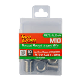 Image of a Tork Craft Replacement Insert 10pc M10 X 1.25 X 14mm Stainless Steel For Nr7010125