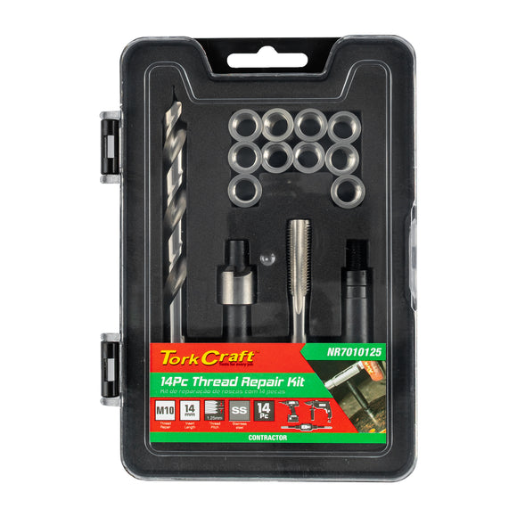 Image of a Tork Craft Thread Repair Kit 14pc M10 X 1.25 X 14mm Flange Insert