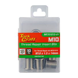 Image of a Tork Craft Replacement Insert 10pc M10 X 1.5 X 14mm Stainless Steel For Nr701015