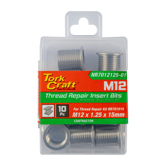 Image of a Tork Craft Replacement Insert 10pc M12 X 1.25 X 15mm Stainless Steel For Nr7012125