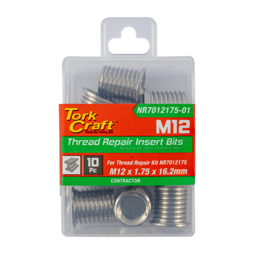 Image of a Tork Craft Replacement Insert 10pc M12 X 1.5 X 9.2mm Stainless Steel For Nr701215