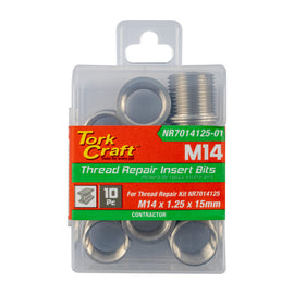 Image of a Tork Craft Replacement Insert 10pc M14 X 1.25 X 15mm Stainless Steel For Nr7014125