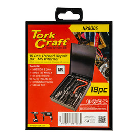 Image of a Tork Craft Thread Repair Kit 19pc M5 X 0.8mm Internal (metal Box)