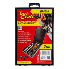 Image of a Tork Craft Thread Repair Kit 7pc M16 X 2.0mm Internal (metal Box)