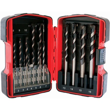 Image of a Tork Craft Masonry Drill Bit Set 16pc 3 - 16mm In Plastic Case