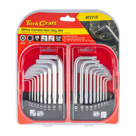 Image of a Tork Craft 18pc Hex Key Combo Set Chrome Vanadium