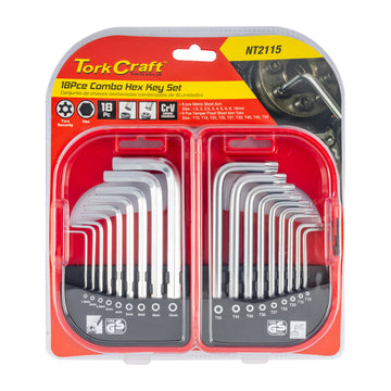 Image of a Tork Craft 18pc Hex Key Combo Set Chrome Vanadium