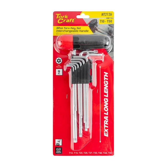 Image of a Tork Craft 9pc Torx Allen Key Set With Interchangeable Handle
