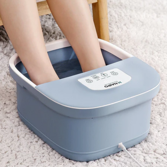 Image of a Naipo Foot Spa Bath Massager with heat bubbles out of packaging