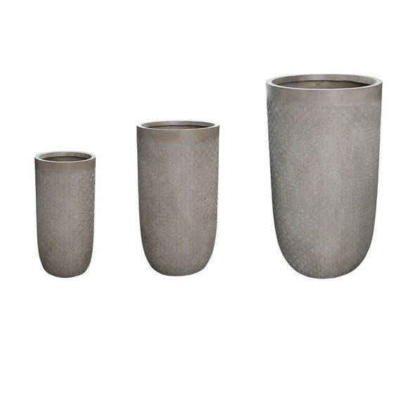 Image of a CASA CALORE OLBIA Flower Pots & Planters, Lightweight 22kg Set 3 Cylindrical U Shape 1