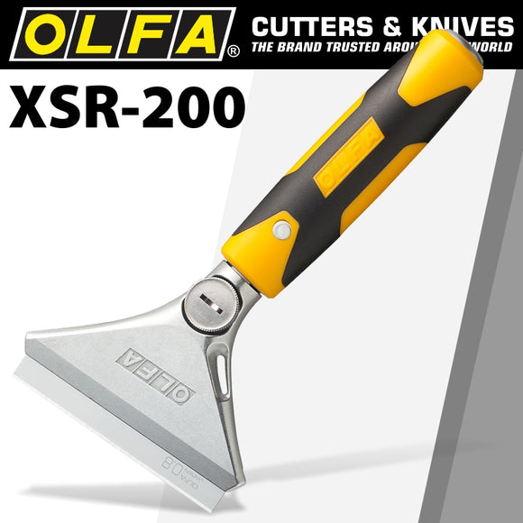 Image of a Olfa Heavy Duty Scraper 200mm With 0.8mm Blade And Safety Blade Cover