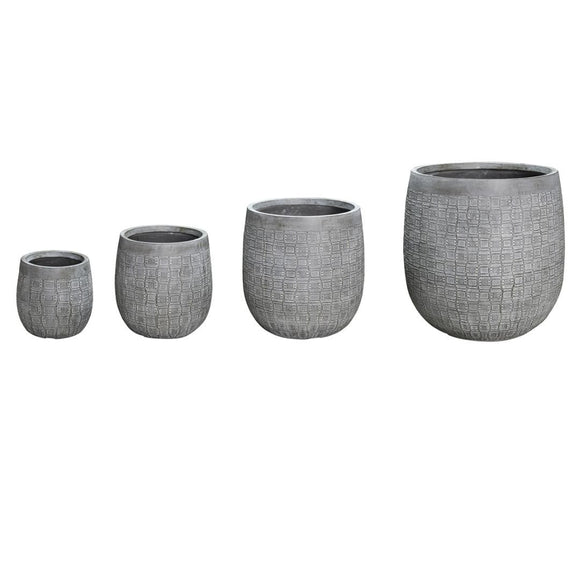 Image of a CASA CALORE OLMEDO Flower Pots & Planters, Lightweight 24kg Set 4 Cylindrical Shape 1