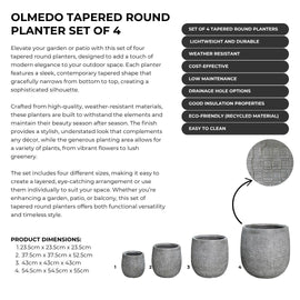 Image of a CASA CALORE OLMEDO Flower Pots & Planters, Lightweight 24kg Set 4 Cylindrical Shape 2