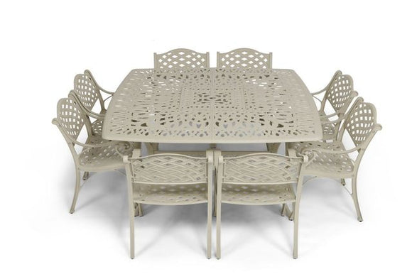 Anray 8 Seater Lattice with 164cm x 164cm Patio Table Set SQUARE - Sand