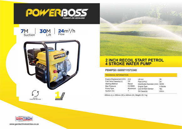 Powerboss 2" 50Mm Petrol Water Pump PBWP50