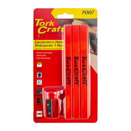 Image of a Tork Craft 7pc Tork Craft Carpenters Pencil Set 6 X Pencil 1 X Sharpener