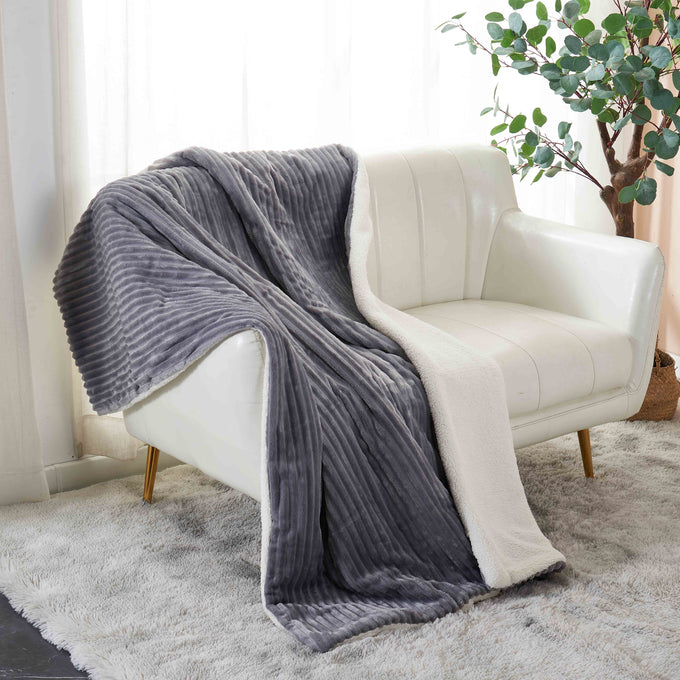 Pure Pleasure Stripe Flannel Fleece Electric Over Blanket 160x120cm