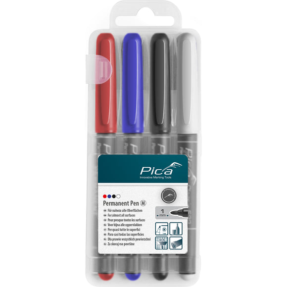 Image of a PERMANENT PEN 4PCS SET MEDIUM ASS. COLORS WITH INSTANT-WHITE PEN