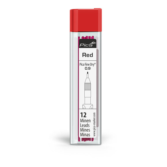 Image of a PICA FINE DRY 0.9MM LEAD 12PC REFILL SET RED