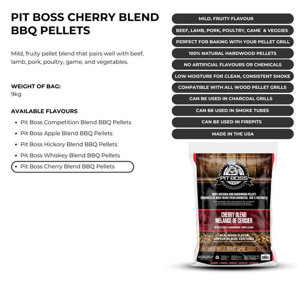 Image of a PITBOSS Cherry Hardwood BBQ/braai wood pellets 9kg 2