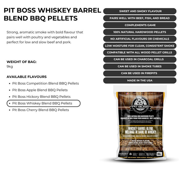 Image of a PITBOSS Whiskey Barrel Hardwood BBQ/braai wood pellets 9kg 2
