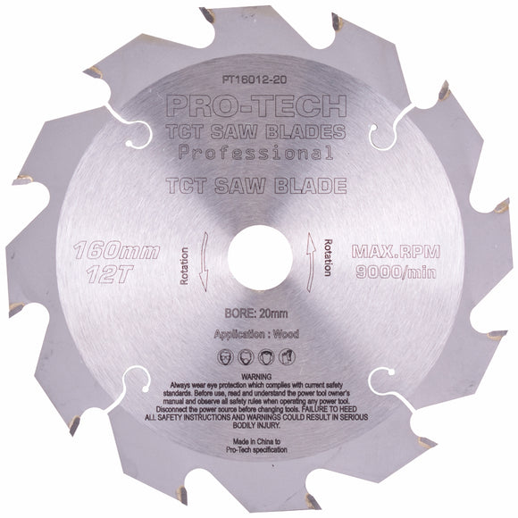 Image of a SAW BLADE TCT 160X2.2X20X12T WOOD PROF. PRO-TECH FES. TS55 PW12