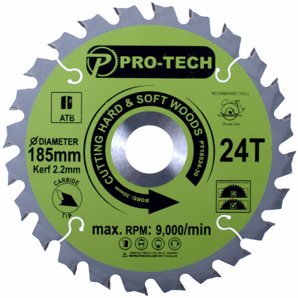 Image of a SAW BLADE TCT 185 X 2.2 X 30 X 24T WOOD PROF.