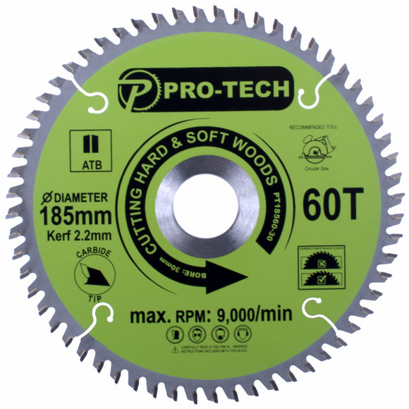 Image of a SAW BLADE TCT 185 X 2.2 X 30 X 60T WOOD PROF.