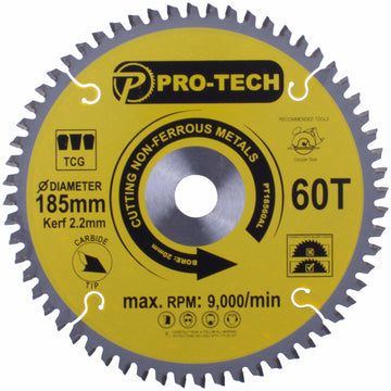 Image of a SAW BLADE TCT 185 X 2.2 X 20 X 60T ALUM. PROF.