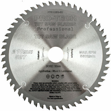 Image of a SAW BLADE TCT 210X2.4X30X52T WOOD PROF. PRO-TECH FES. TS75