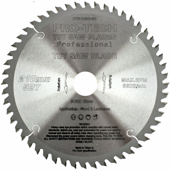 Image of a SAW BLADE TCT 210X2.4X30X52T WOOD PROF. PRO-TECH FES. TS75