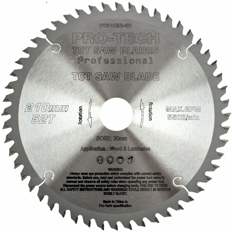 Image of a SAW BLADE TCT 210X2.4X30X52T WOOD PROF. PRO-TECH FES. TS75