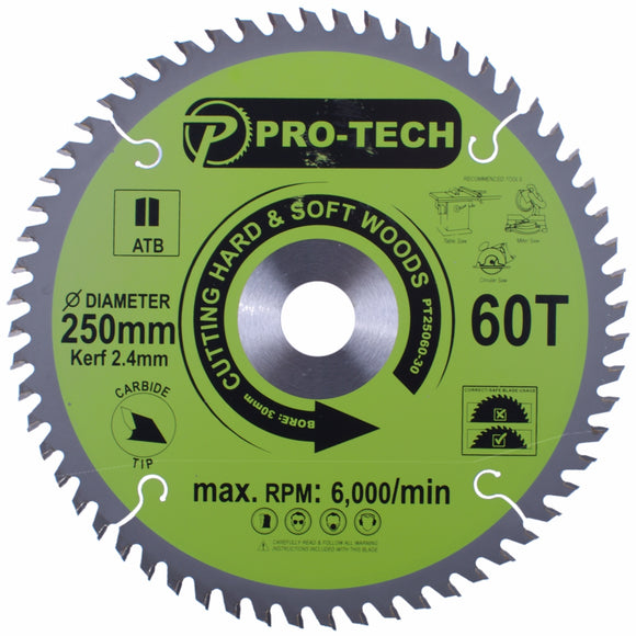 Image of a SAW BLADE TCT 250 X 2.4 X 30 X 60T WOOD PROF.