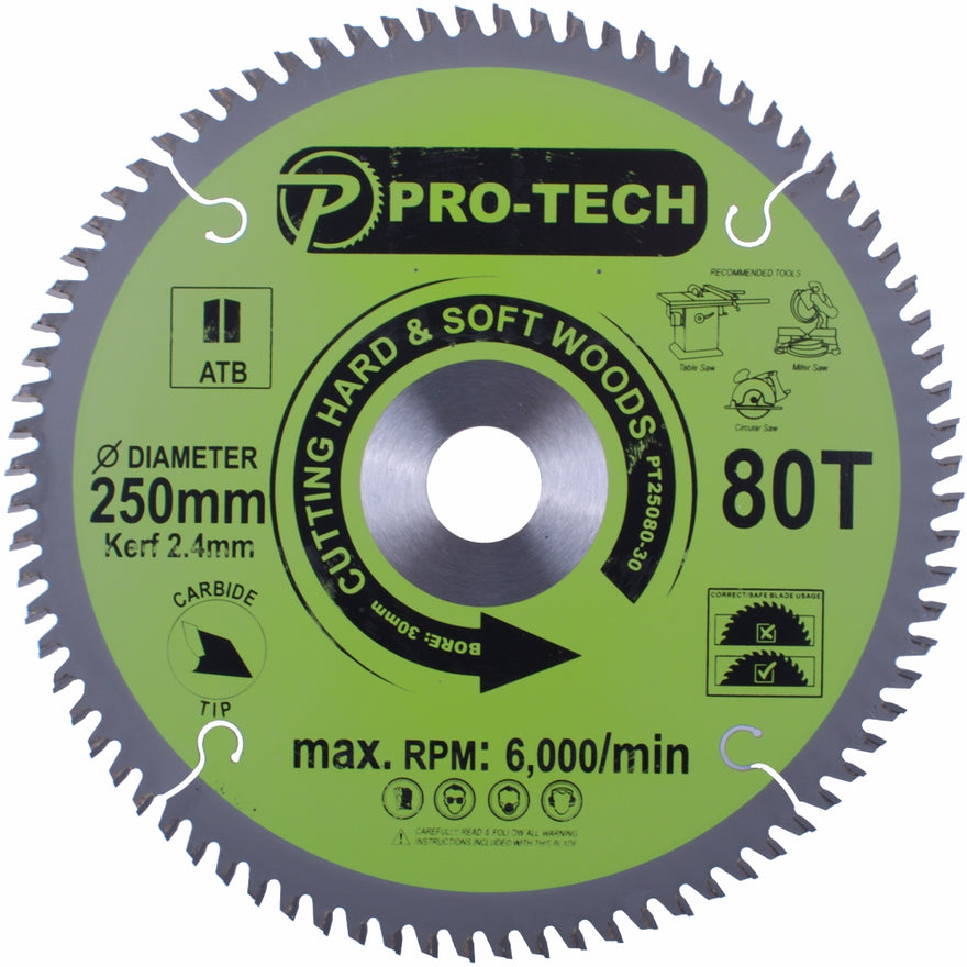 Image of a SAW BLADE TCT 250 X 2.4 X 30 X 80T WOOD PROF.