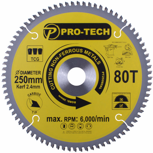 Image of a SAW BLADE TCT 250 X 2.4 X 30 X 80T ALUM. PROF.