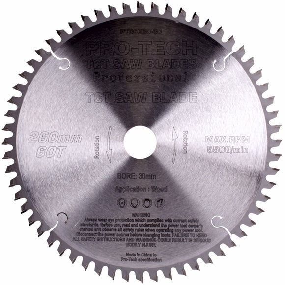 Image of a SAW BLADE TCT 260X2.5X30X60T WOOD PROF. PRO-TECH FES. KAPEX