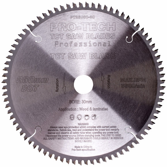 Image of a SAW BLADE TCT 260X2.5X30X80T WOOD PROF. PRO-TECH FES. KAPEX