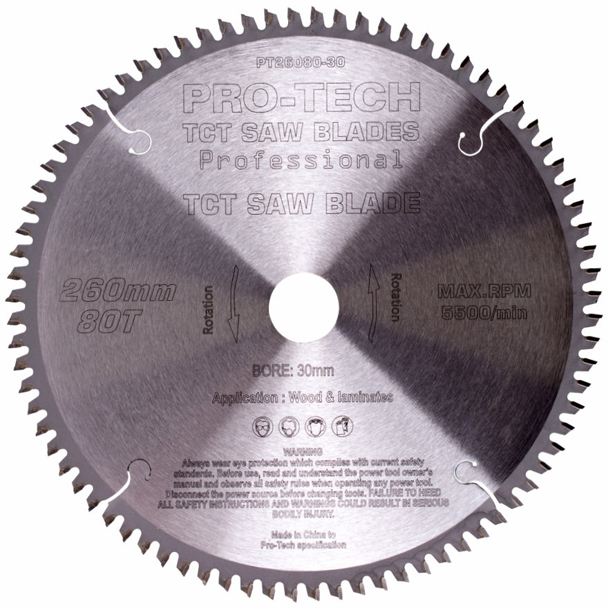 Image of a SAW BLADE TCT 260X2.5X30X80T WOOD PROF. PRO-TECH FES. KAPEX