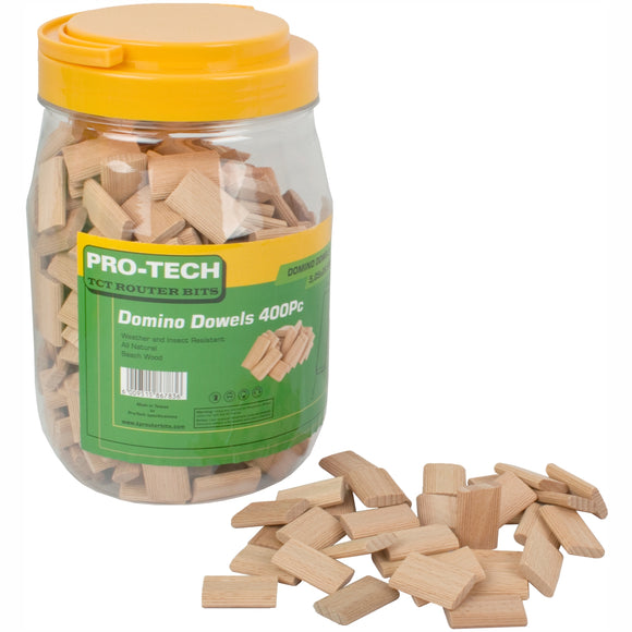 Image of a DOMINO TENON 5.5 X 28.5MM 400PC JAR BEECH WOOD