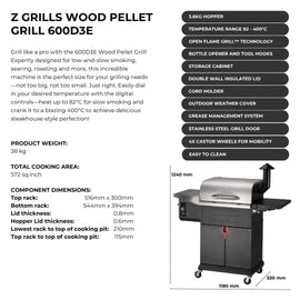 Image of a Z GRILLS Wood Pellet Grill Flame Elite 600D3E GEN 2.1 WIFI - Stainless Steel 2