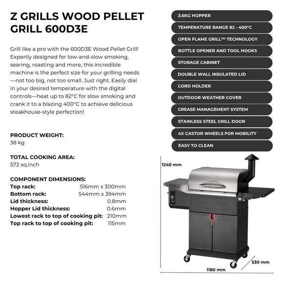 Image of a Z GRILLS Wood Pellet Grill Flame Elite 600D3E GEN 2.1 WIFI - Stainless Steel 2