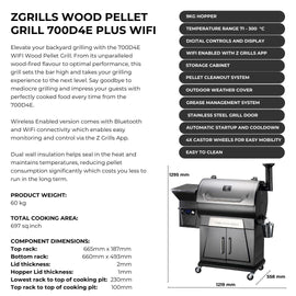 Image of a Z GRILLS Wood Pellet Grill Flagship 700D4E WIFI -Stainless Steel 2